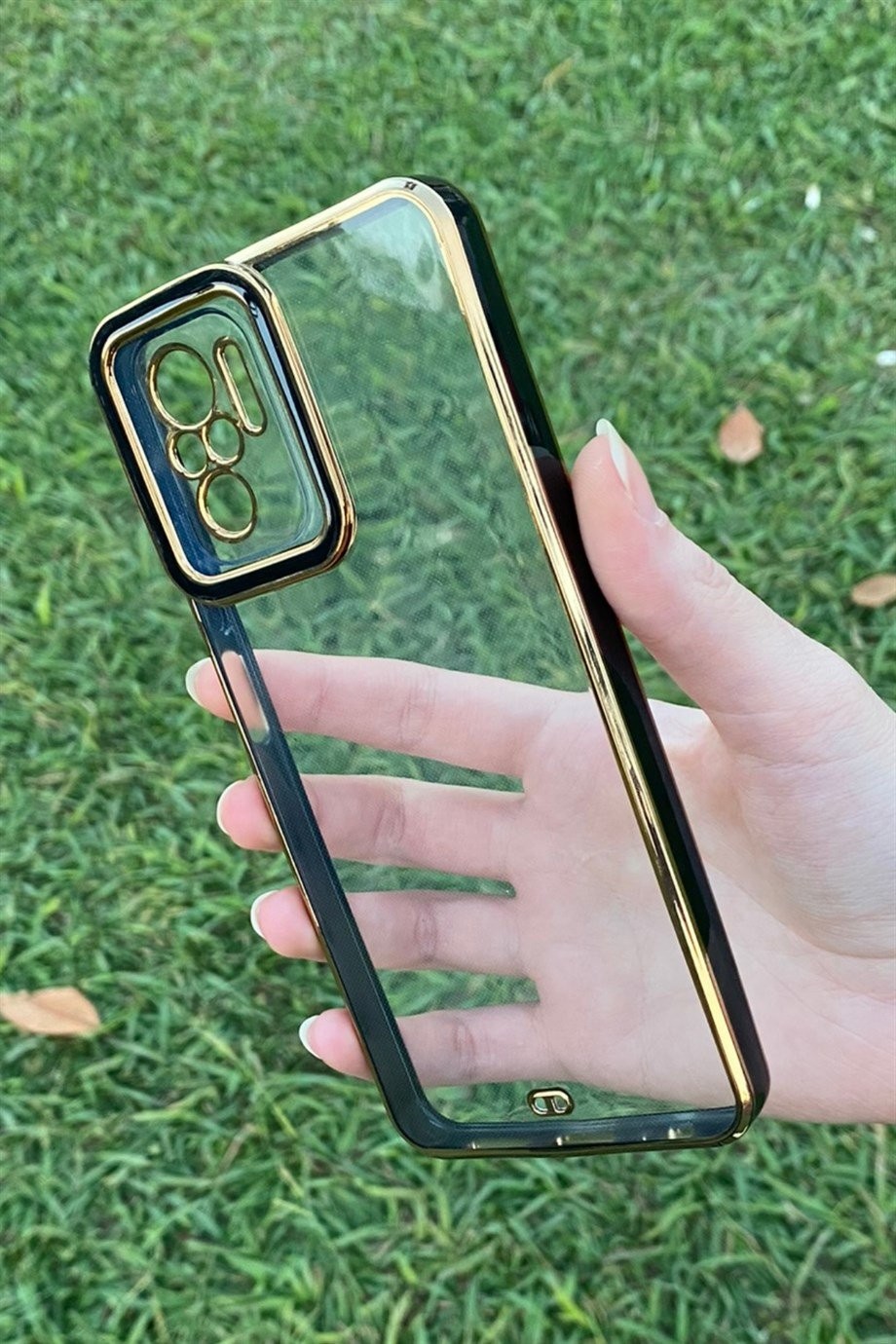 Redmi Note 10 / Note 10s Gold Kenar Elegance Kılıf Siyah