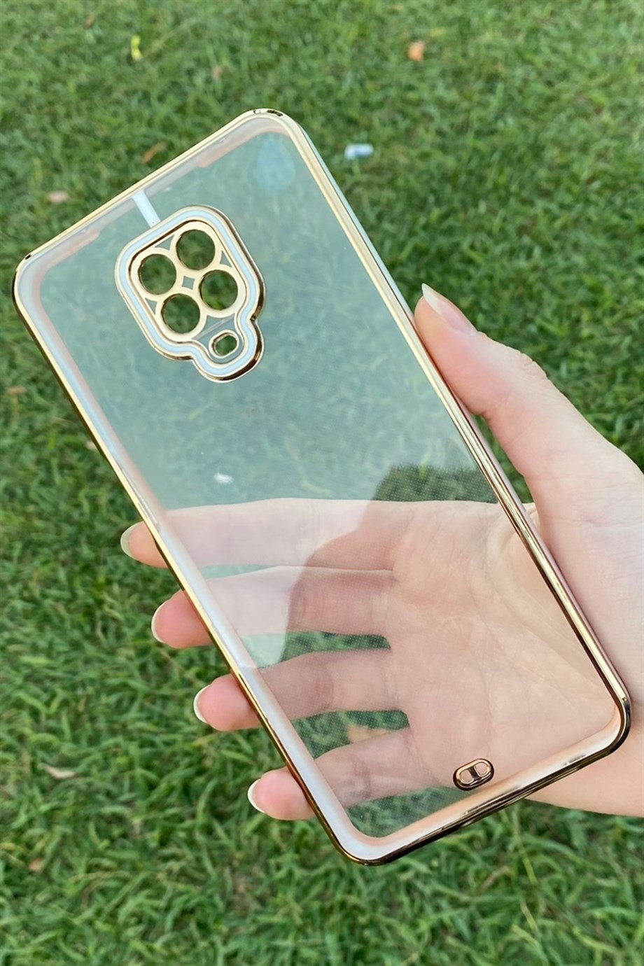 Redmi Note 9 Pro / 9s Gold Kenar Elegance Kılıf Beyaz