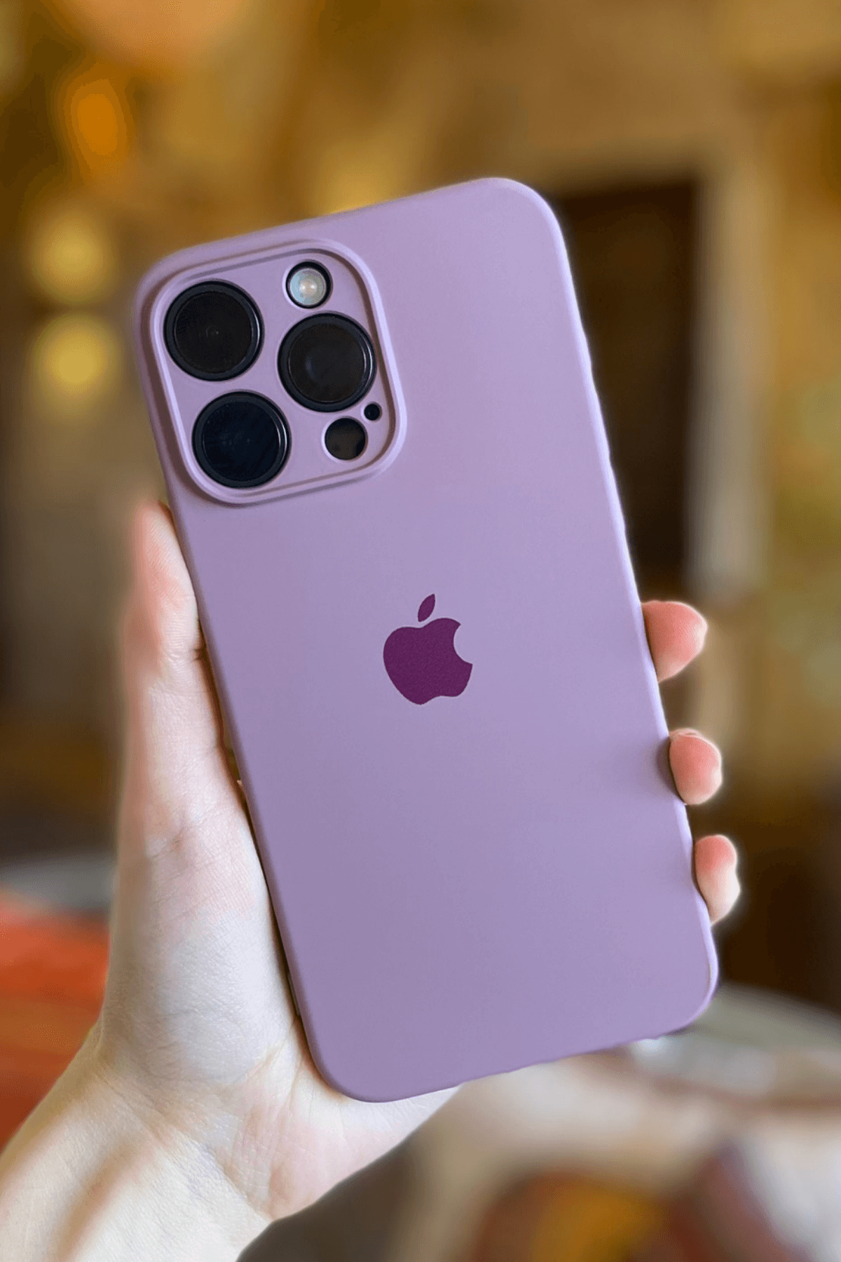 iPhone 15 Pro Uyumlu Logolu Lansman Kılıf Violet