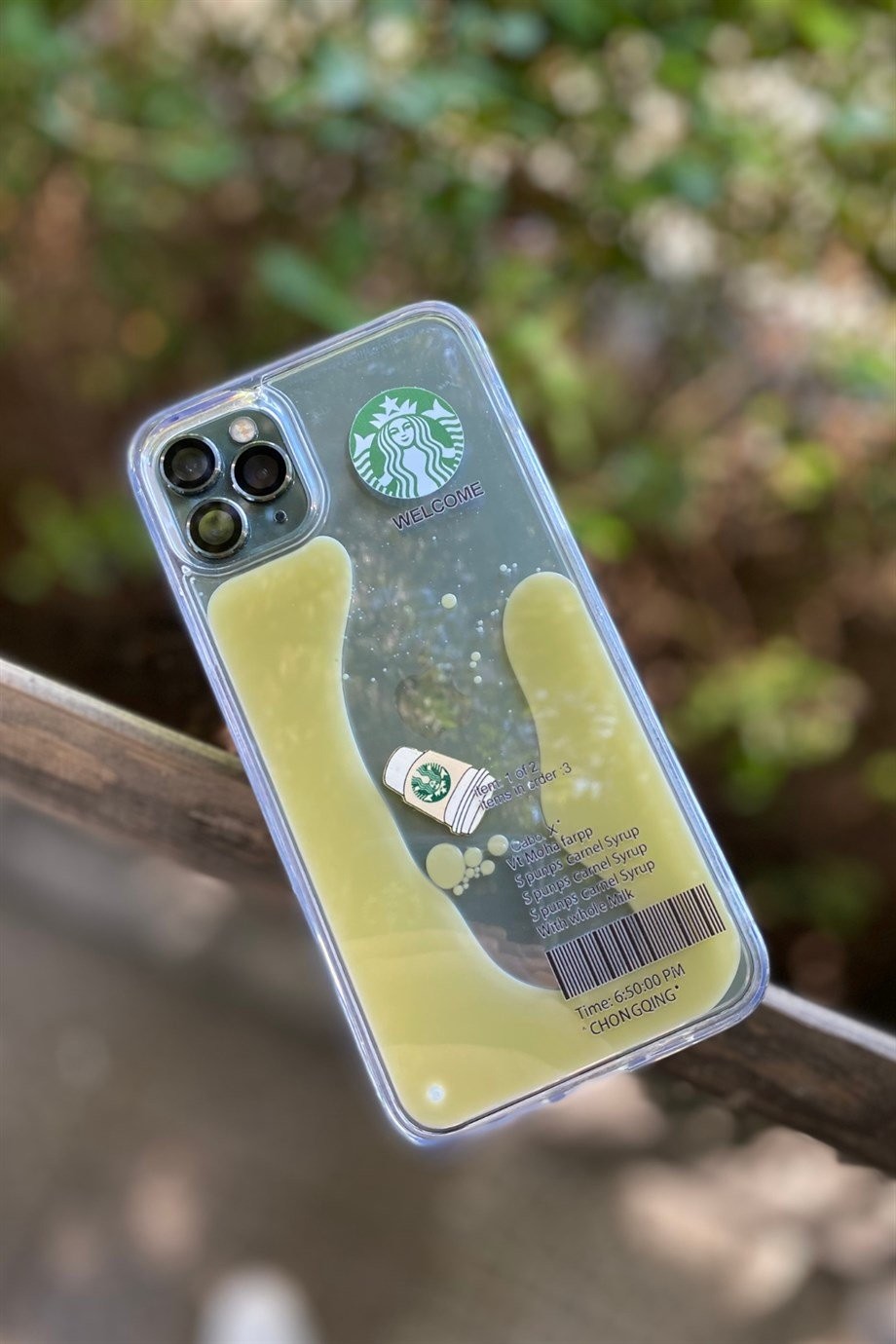 iPhone 12 Pro Max Starbucks Temalı Sulu Kılıf Açık Kahverengi