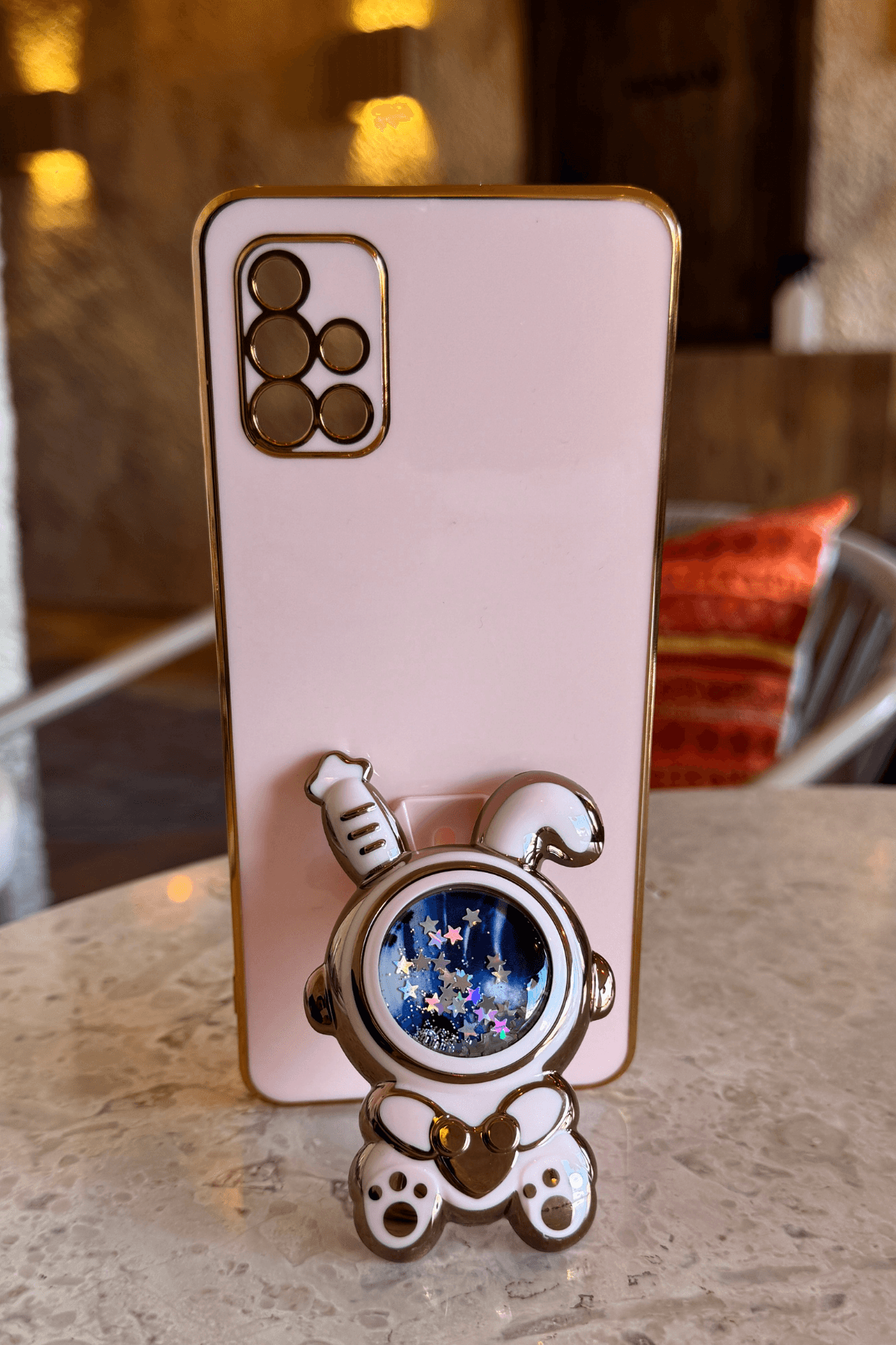 Galaxy A71 Uyumlu Rabbit Emoji Standlı Kılıf Pembe