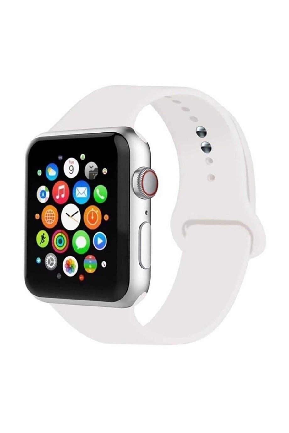 Apple Watch 2 3 4 5 Seri Uyumlu Silikon Kordon Beyaz