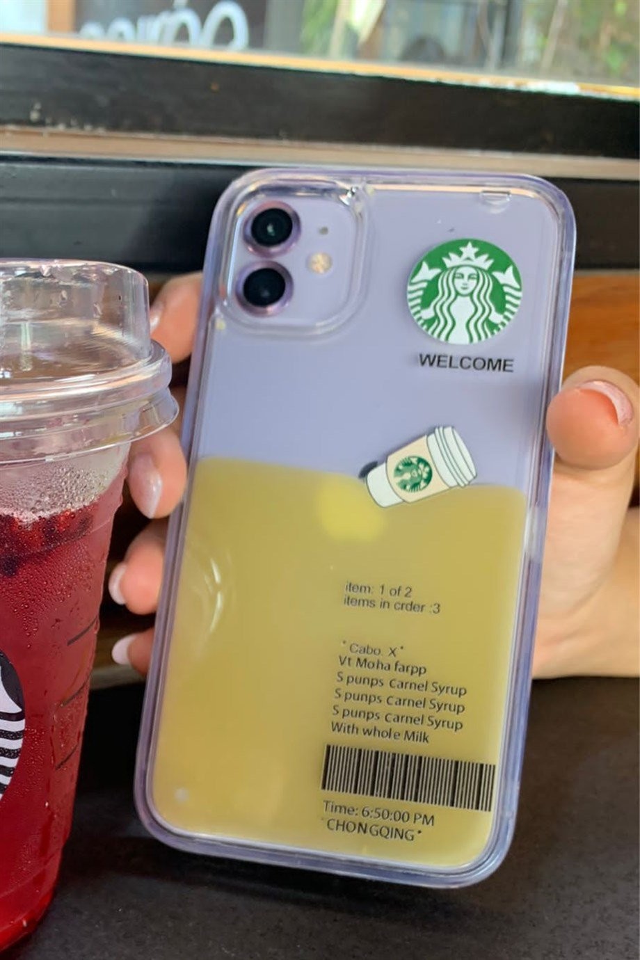 iPhone 12 Starbucks Temalı Sulu Kılıf Açık Kahverengi