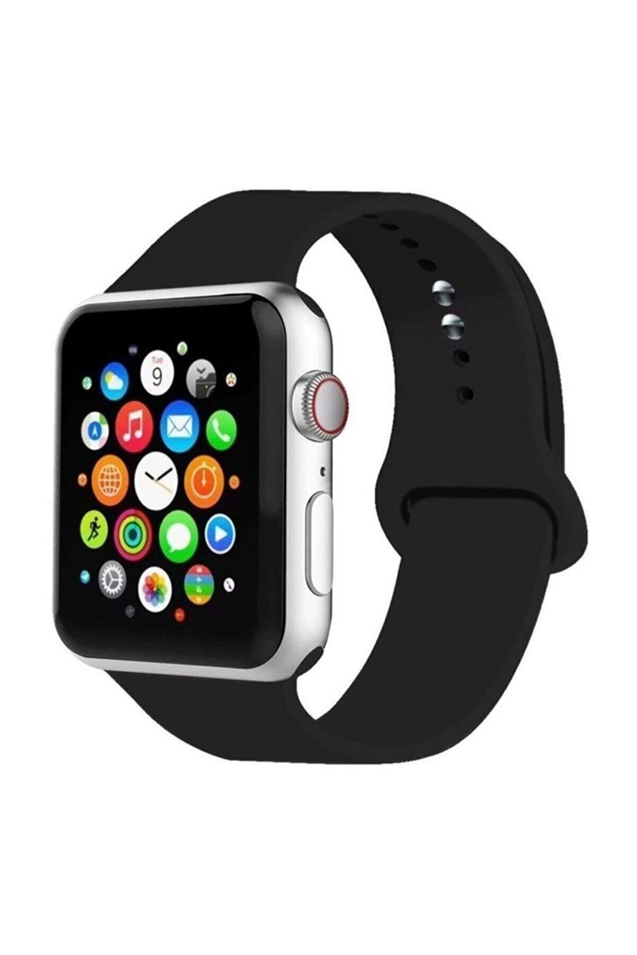 Apple Watch 2 3 4 5 Seri Uyumlu Silikon Kordon Siyah