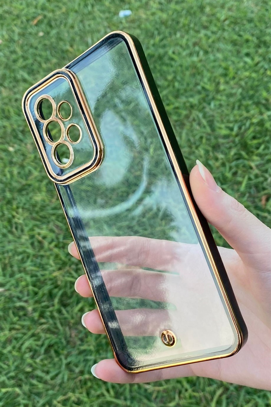 Galaxy A23 Gold Kenar Elegance Kılıf Siyah