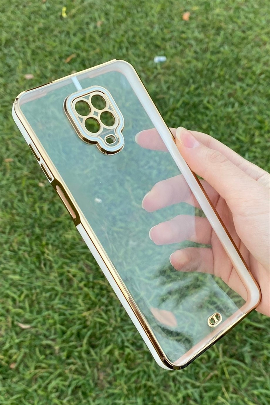 Redmi Note 9 Pro / 9s Gold Kenar Elegance Kılıf Beyaz