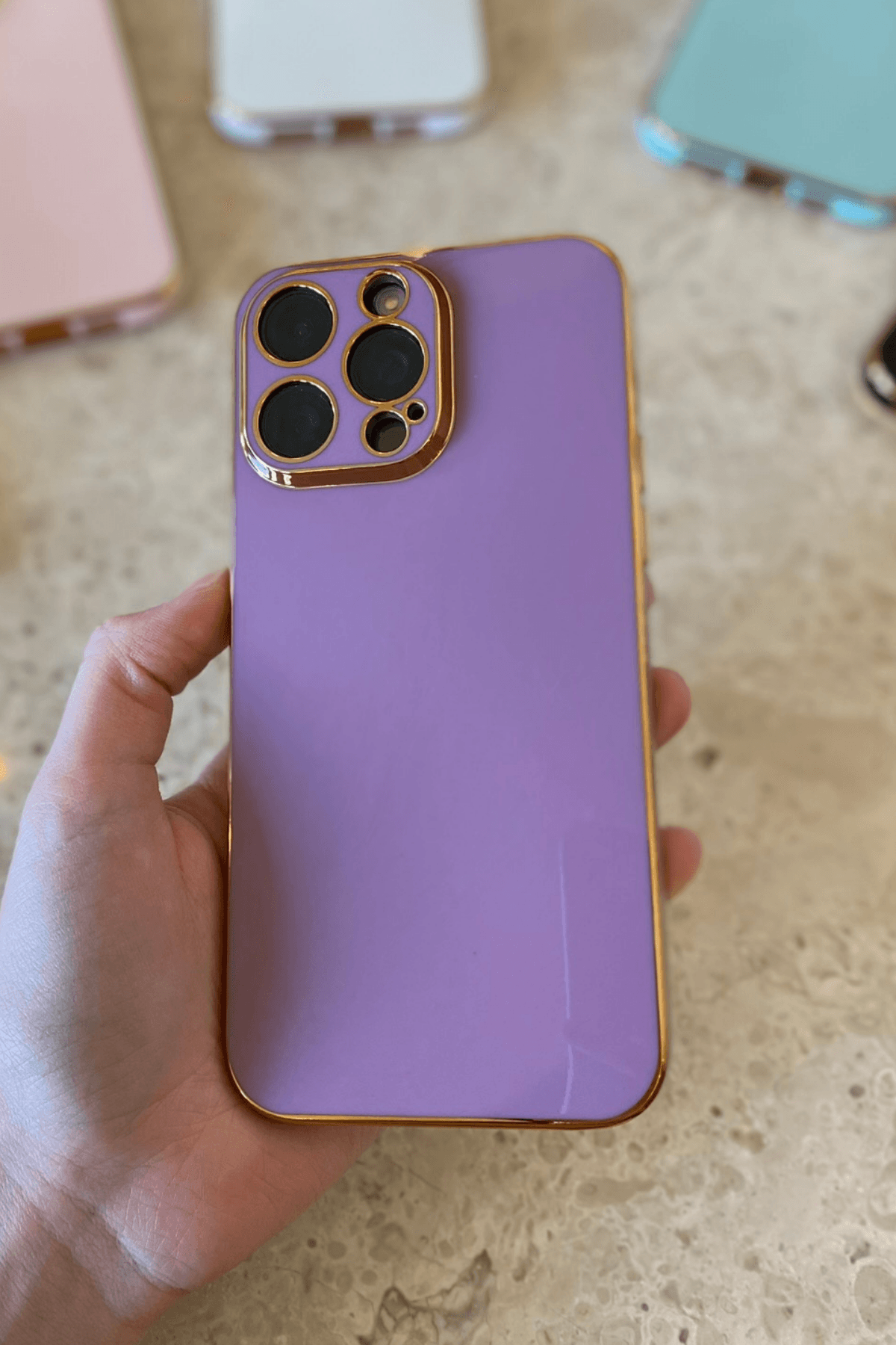 iPhone 13 Pro Uyumlu Renkli Elegance Kılıf Mor