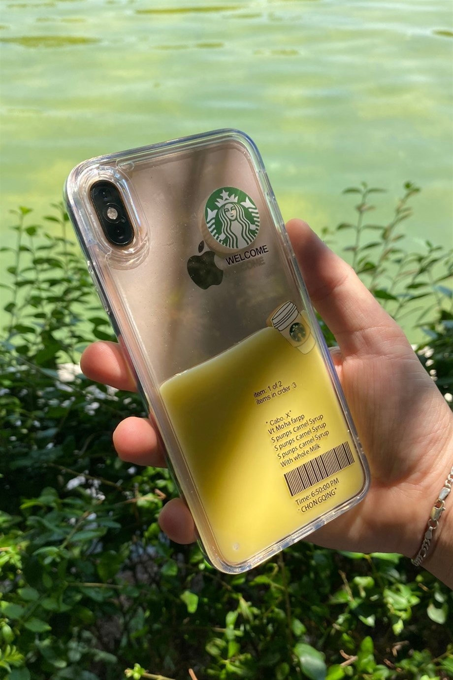 iPhone Xs Max Starbucks Temalı Sulu Kılıf Açık Kahverengi