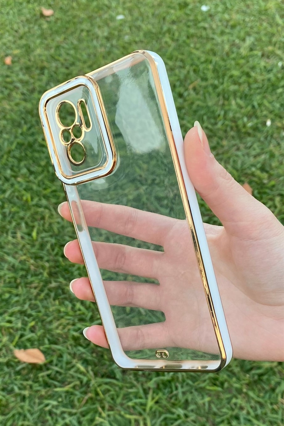 Redmi Note 10 / Note 10s Gold Kenar Elegance Kılıf Beyaz