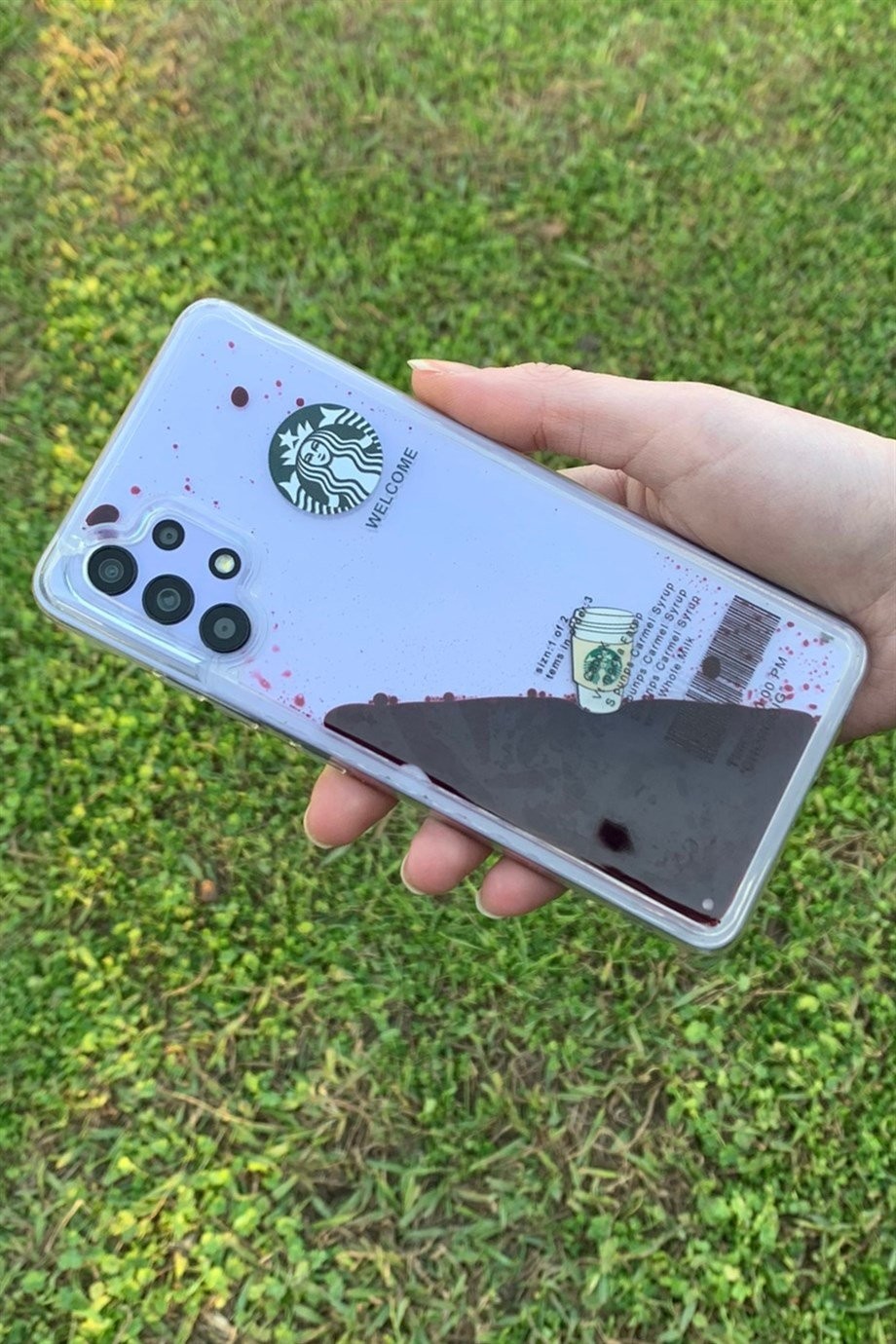 Galaxy A53 Uyumlu Starbucks Temalı Sulu Kılıf Koyu Kahverengi