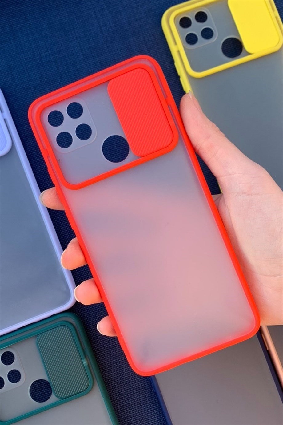 Xiaomi Redmi 9C Kamera Sürgülü Mika Kılıf Kırmızı