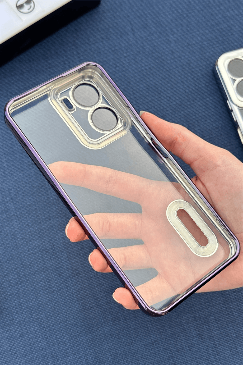 Vivo Y16 Uyumlu Logo Açık Elegance Kılıf Mor