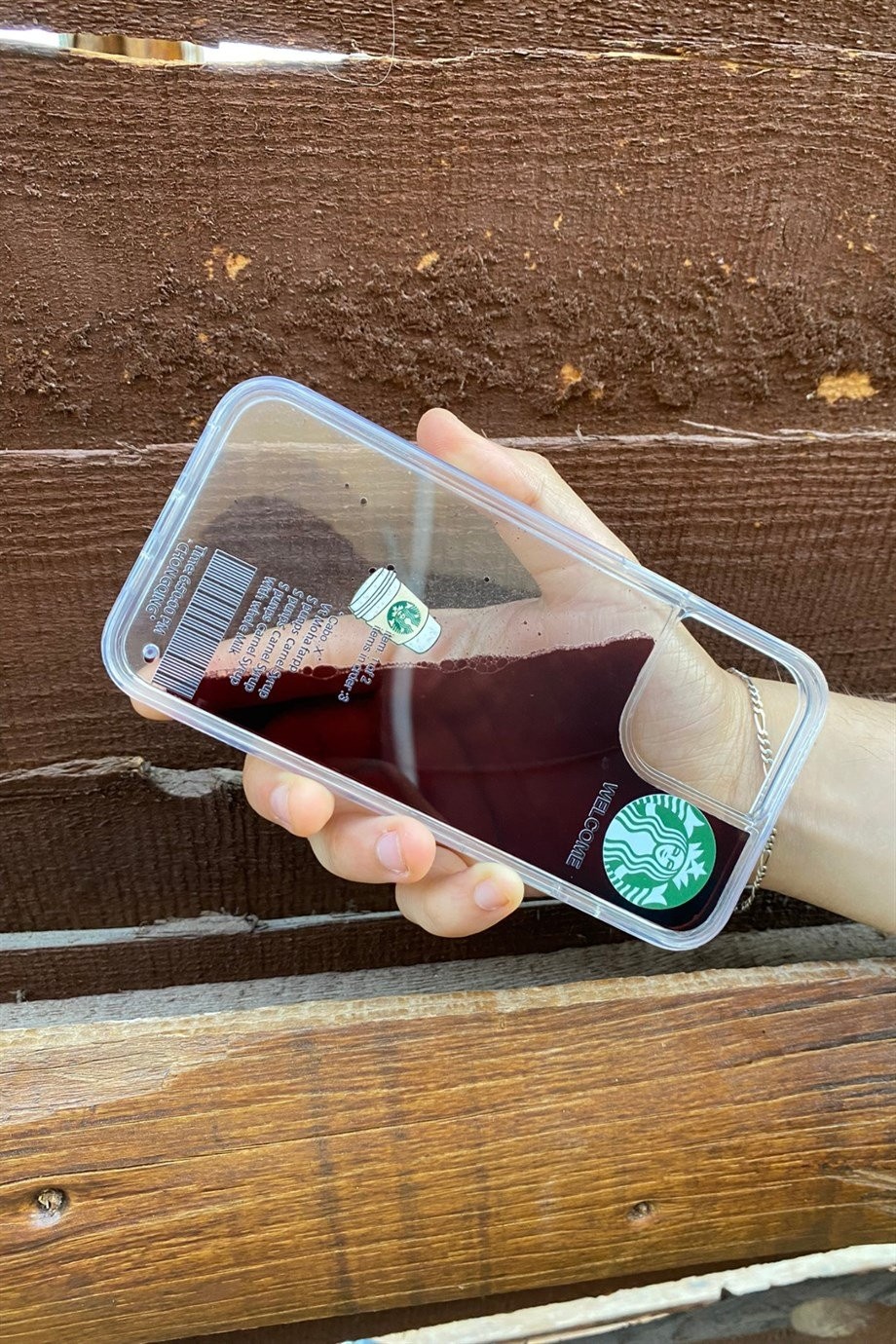 iPhone 13 Pro Starbucks Temalı Sulu Kılıf Koyu Kahverengi