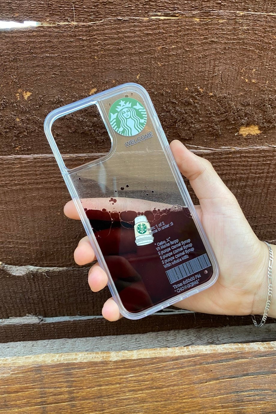 iPhone 13 Pro Starbucks Temalı Sulu Kılıf Koyu Kahverengi