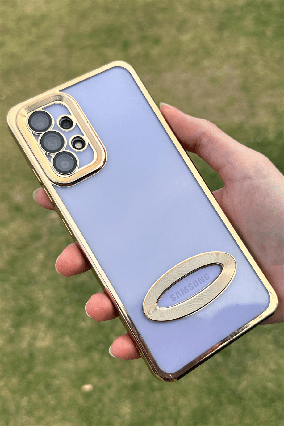 Galaxy A53 Uyumlu Logo Açık Elegance Kılıf Gold