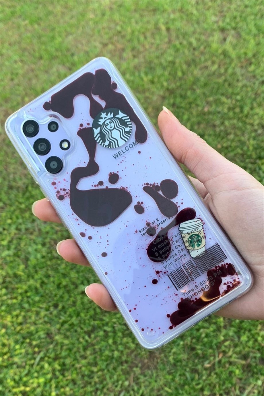 Galaxy A53 Uyumlu Starbucks Temalı Sulu Kılıf Koyu Kahverengi