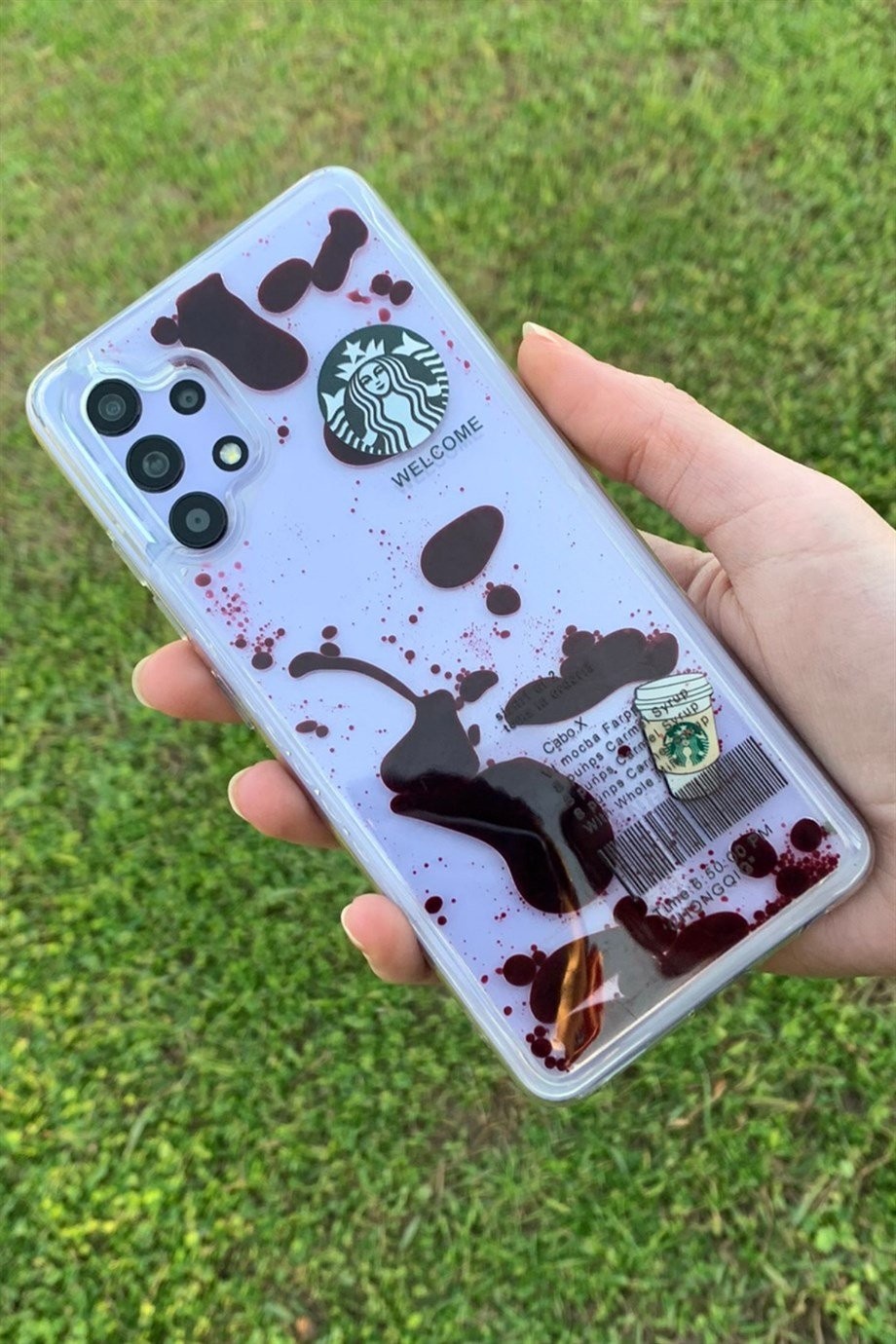 Galaxy A13 Uyumlu Starbucks Temalı Sulu Kılıf Koyu Kahverengi