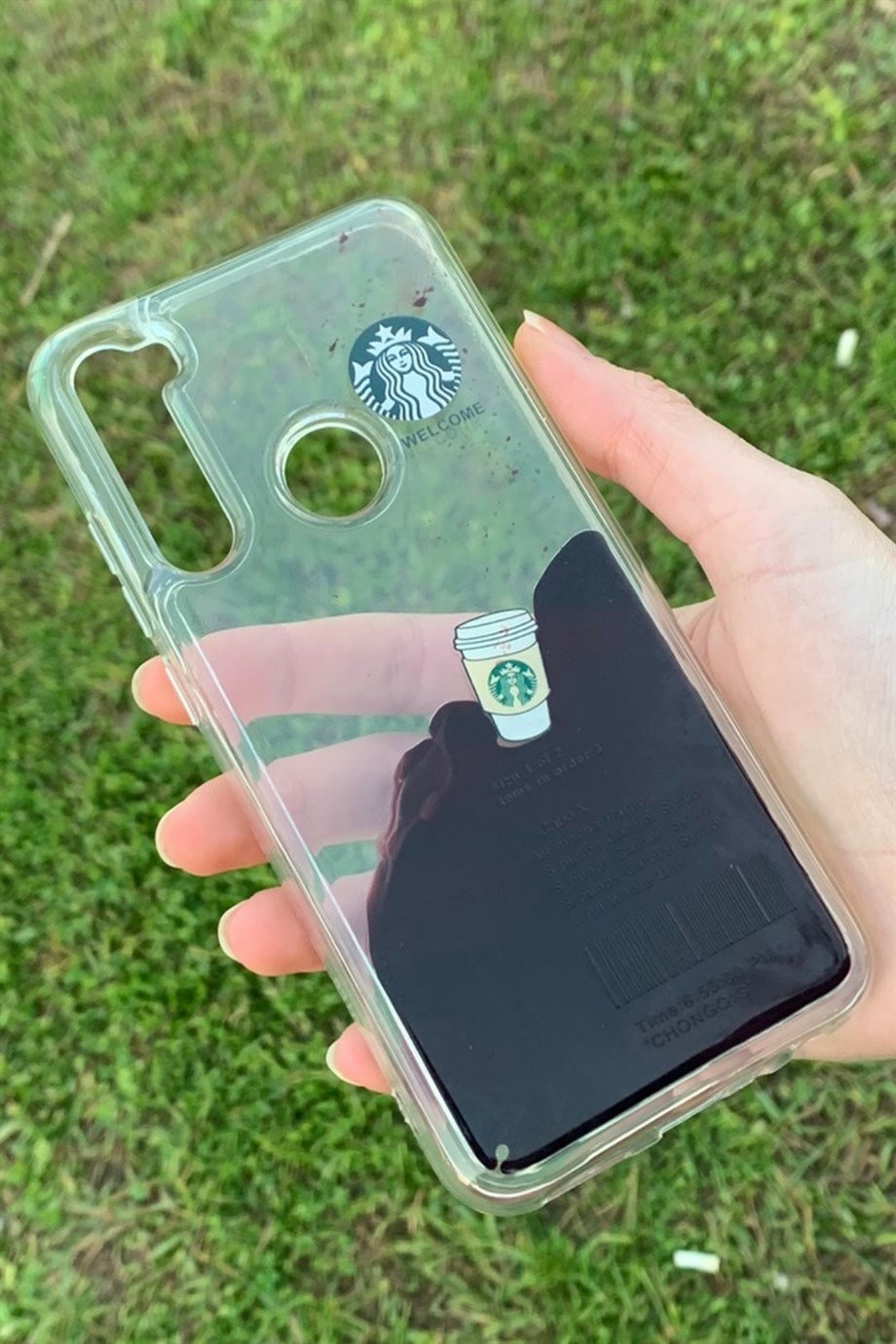 Redmi Note 8 Uyumlu Starbucks Temalı Sulu Kılıf Koyu Kahverengi