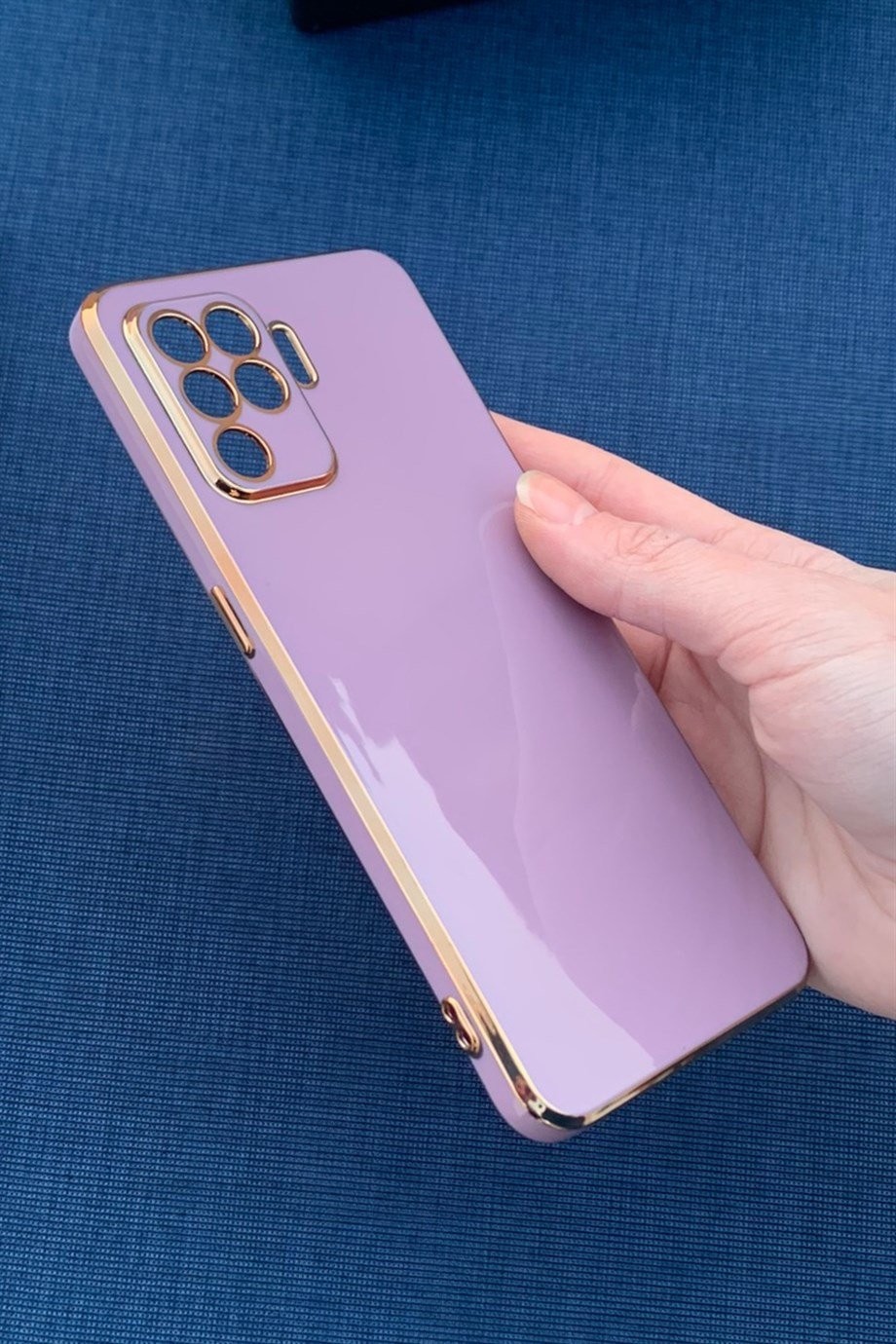 Oppo Reno 5 Lite Uyumlu Renkli Elegance Silikon Kılıf Gül Kurusu