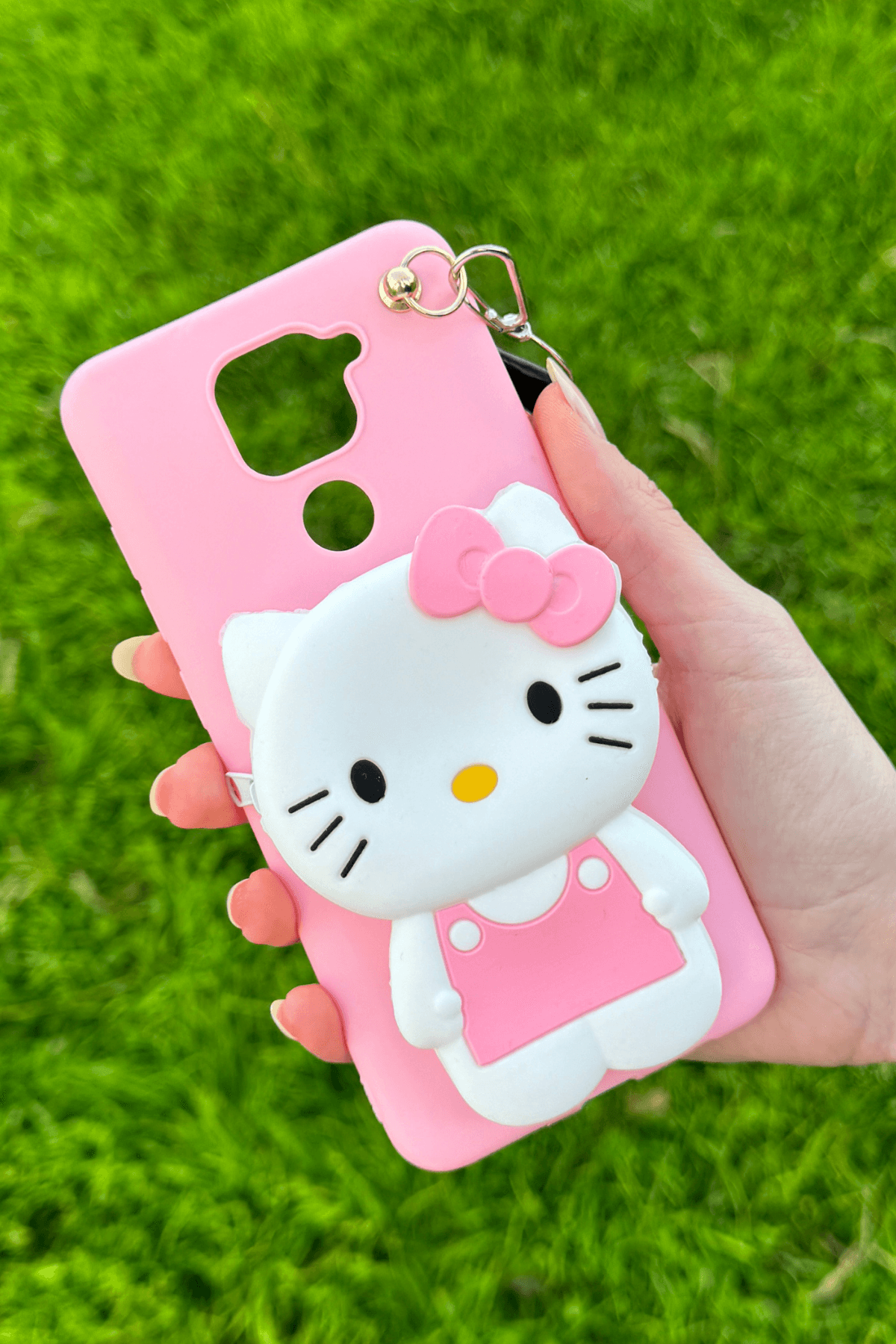 Redmi Note 9 Uyumlu Emojili Askılı Çanta Kılıf Hello Kitty Figürlü Pembe