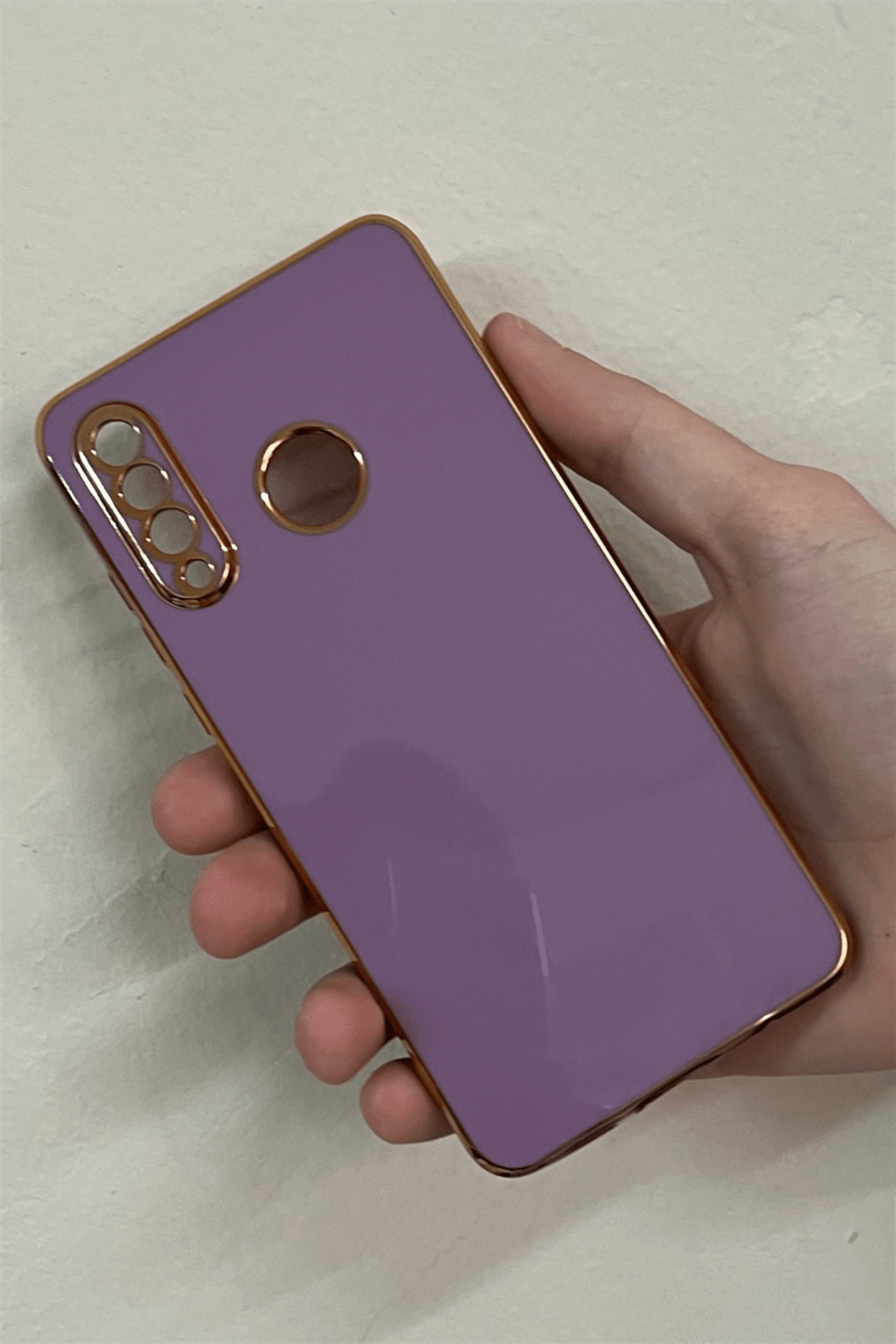 Huawei P30 Lite Uyumlu Renkli Elegance Silikon Kılıf Gül Kurusu