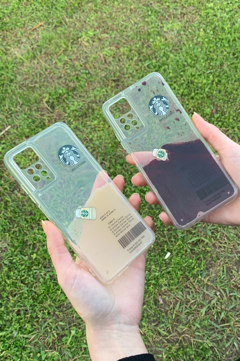 Redmi Note 11 Pro Uyumlu Starbucks Temalı Sulu Kılıf Açık Kahverengi