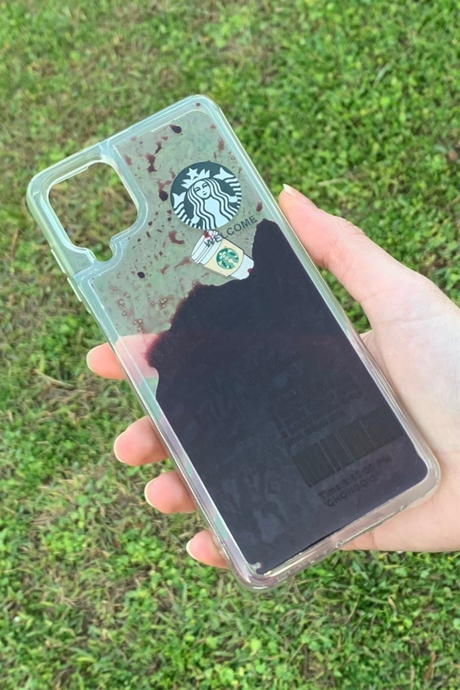 Galaxy A12 / M12 Uyumlu Starbucks Temalı Sulu Kılıf Koyu Kahverengi