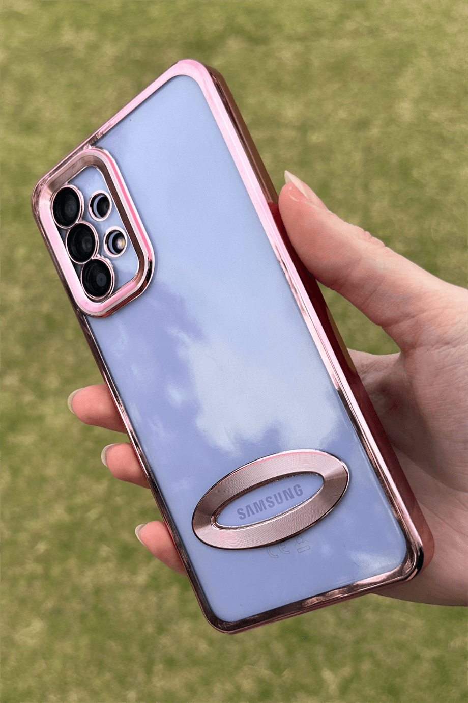 Galaxy A52 Uyumlu Logo Açık Elegance Kılıf Pembe