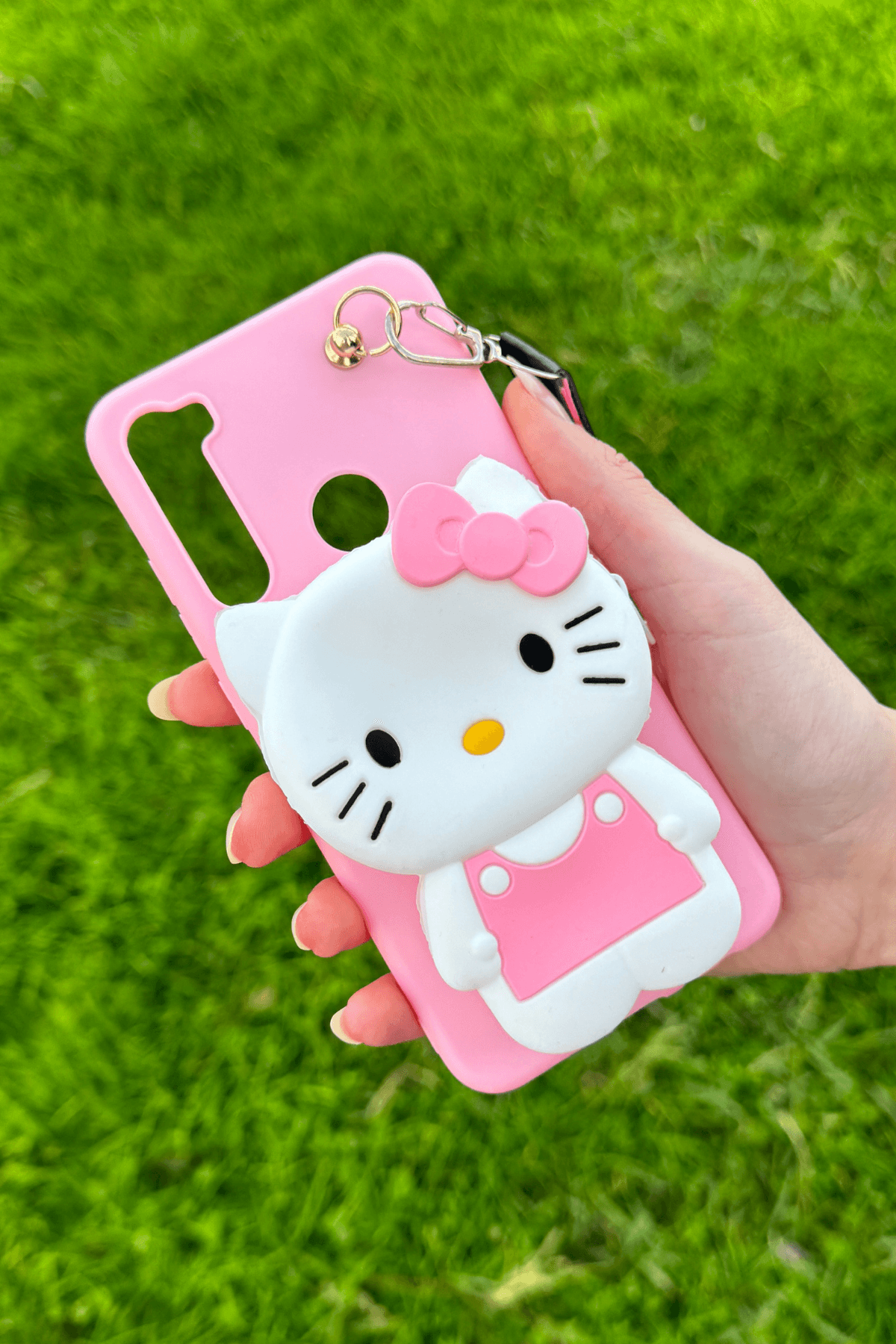 Redmi Note 8 Uyumlu Emojili Askılı Çanta Kılıf Hello Kitty Figürlü Pembe