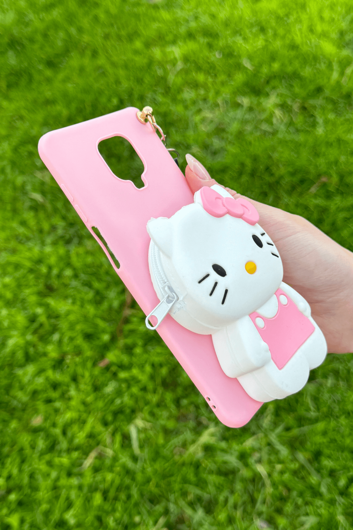 Redmi Note 9 Pro / 9s Uyumlu Emojili Askılı Çanta Kılıf Hello Kitty Figürlü Pembe