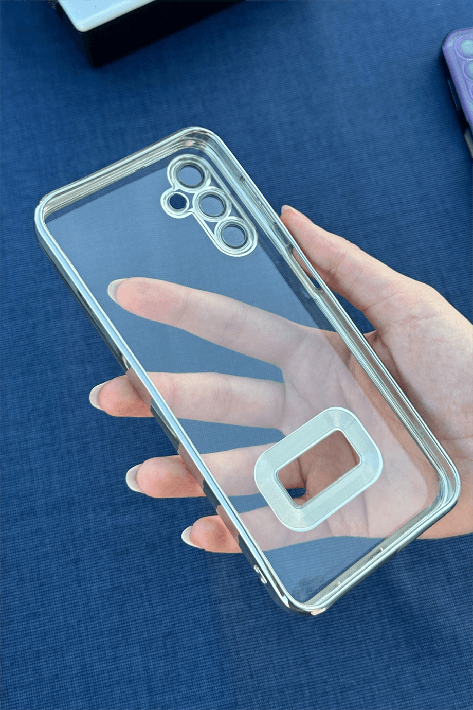 Galaxy A54 Uyumlu Logo Açık Elegance Kılıf Gümüş