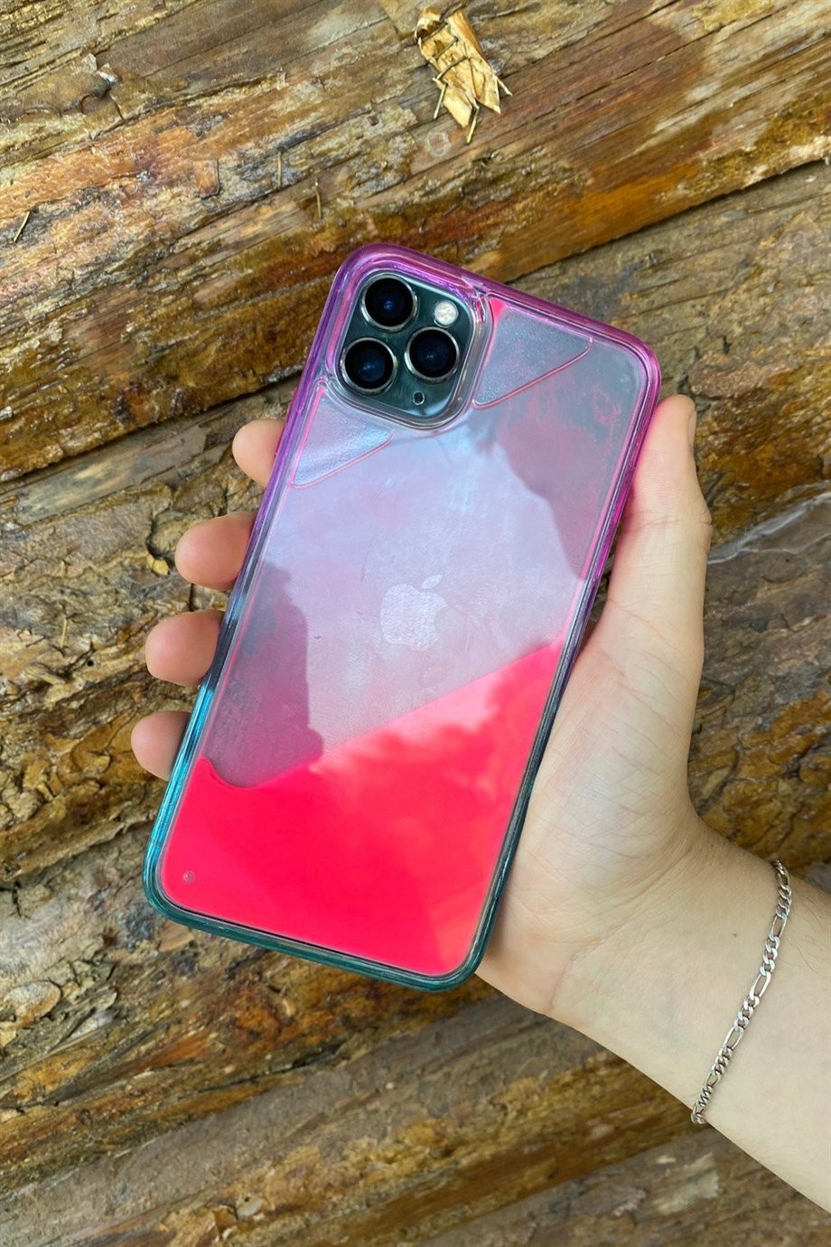 iPhone 11 Pro Max Uyumlu Sulu Fosforlu Kılıf Pembe