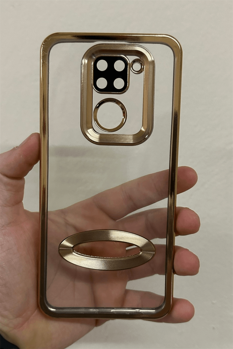 Redmi Note 9 Uyumlu Logo Açık Elegance Kılıf Gold