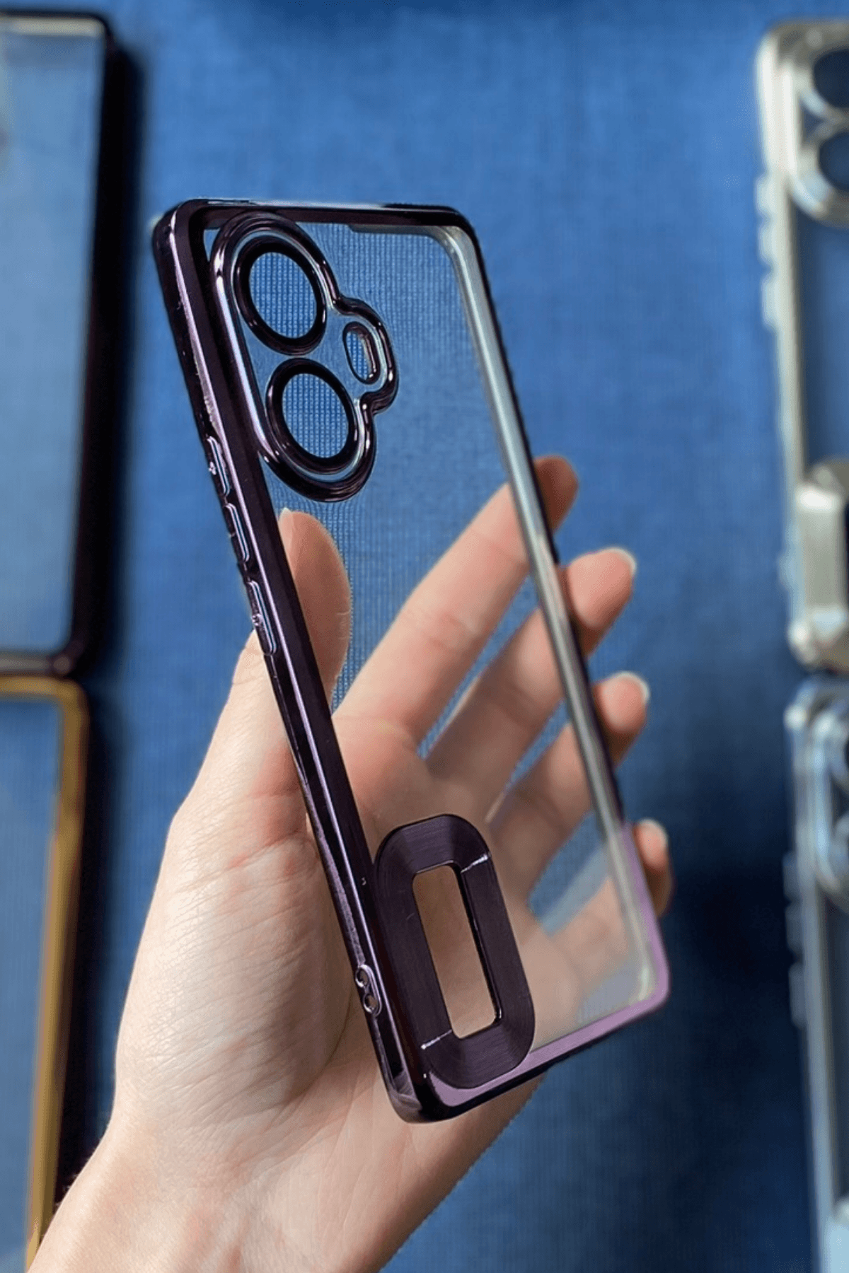 Realme 10 Pro Plus 5G Uyumlu Logo Açık Elegance Kılıf Mor