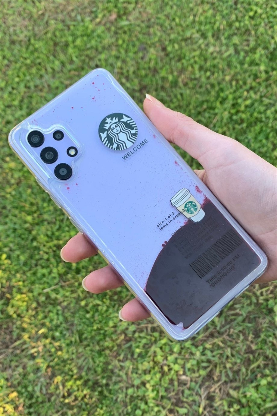 Galaxy A32 Uyumlu Starbucks Temalı Sulu Kılıf Koyu Kahverengi