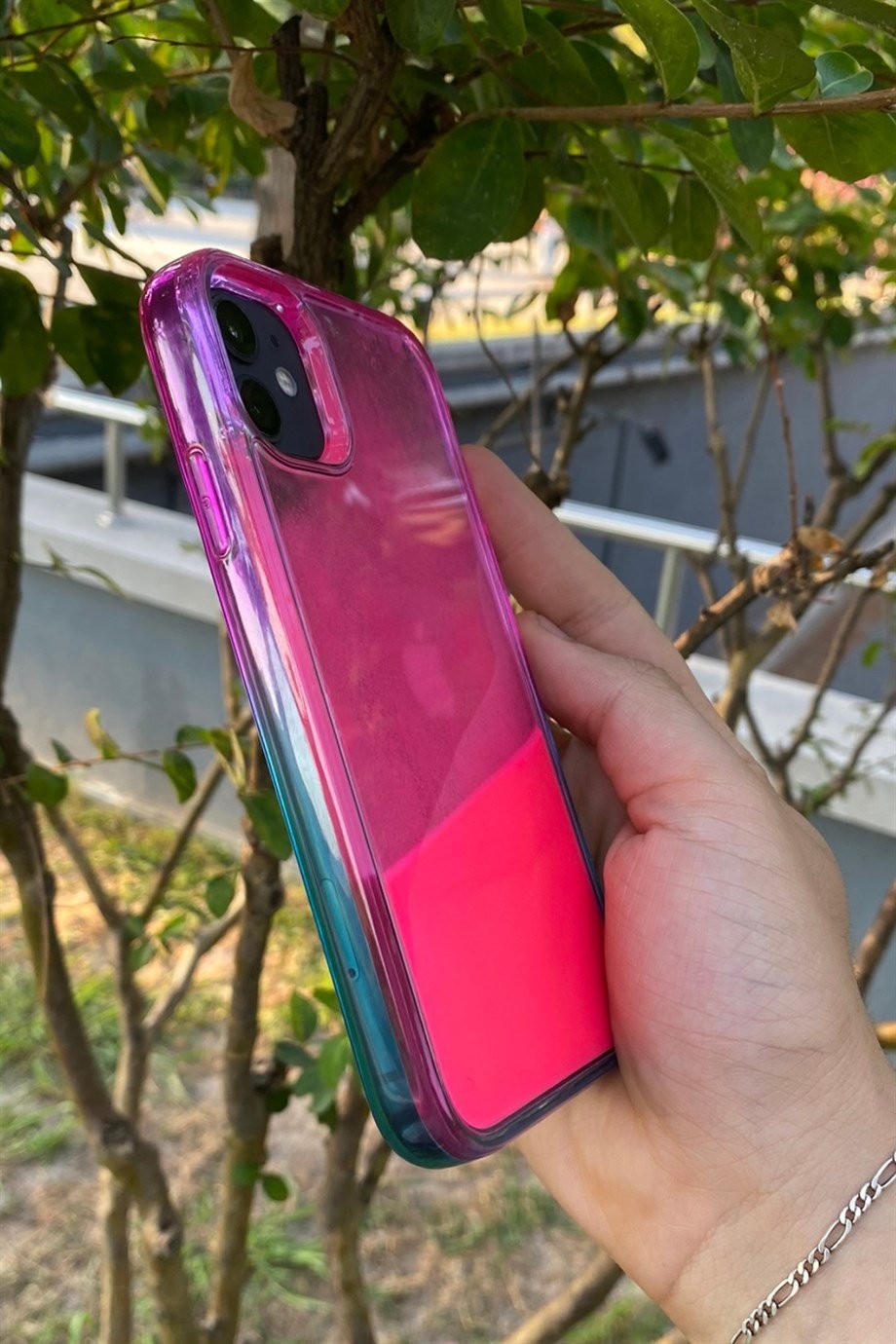 iPhone 11 Uyumlu Sulu Fosforlu Kılıf Pembe