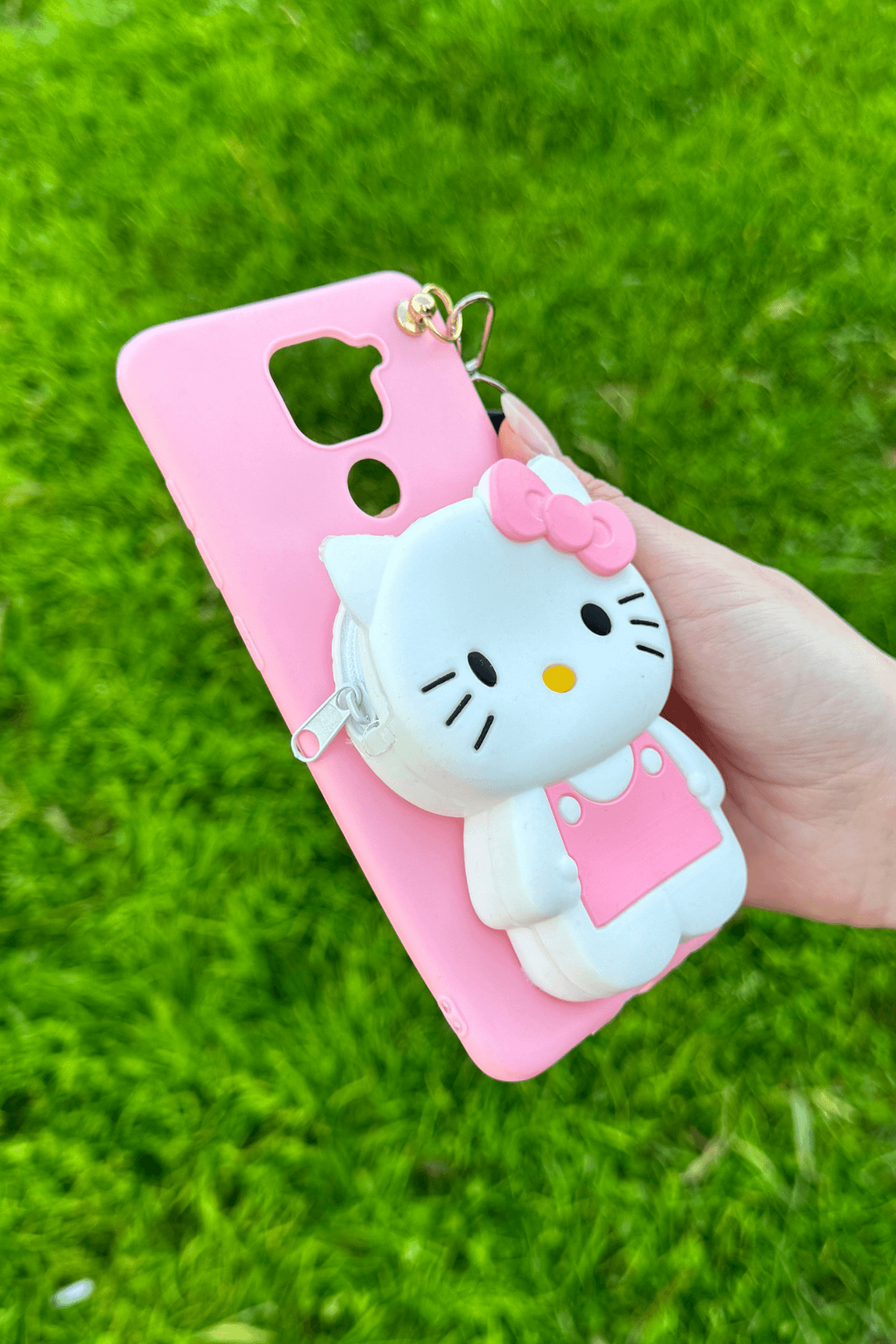 Redmi Note 9 Uyumlu Emojili Askılı Çanta Kılıf Hello Kitty Figürlü Pembe