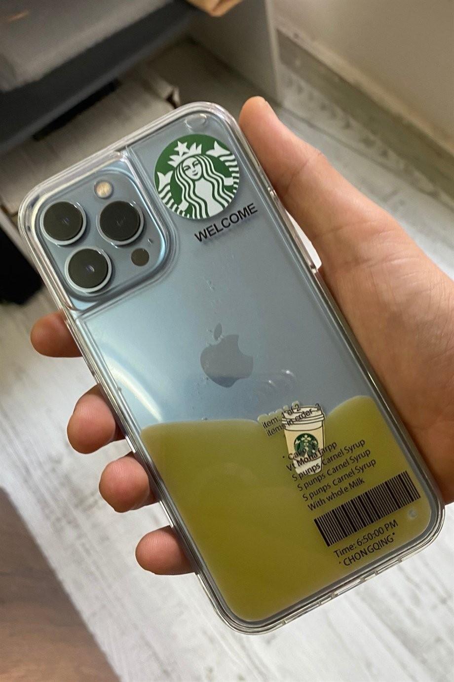 iPhone 13 Pro Starbucks Temalı Sulu Kılıf Açık Kahverengi