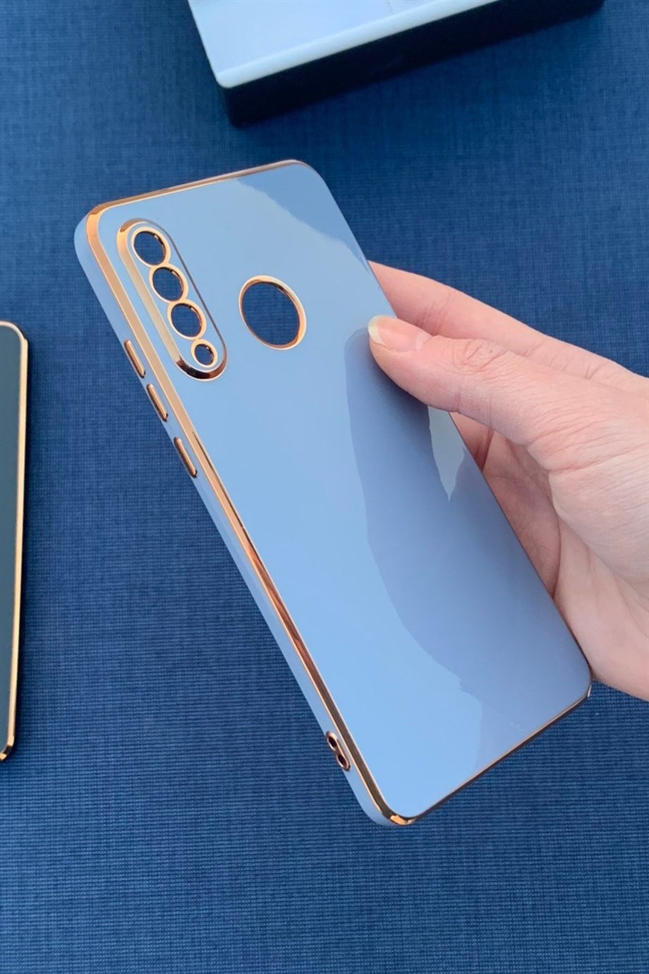 Huawei P30 Lite Uyumlu Renkli Elegance Silikon Kılıf Lavanta