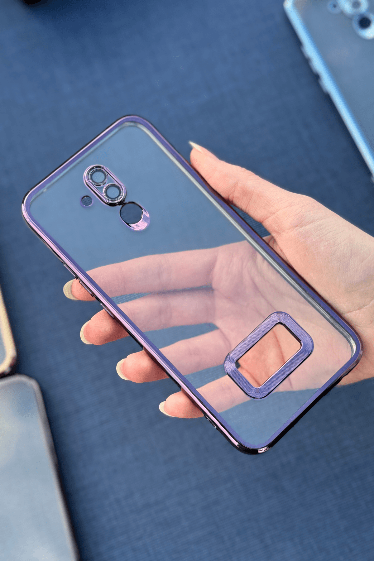 Huawei Mate 20 Lite Uyumlu Logo Açık Elegance Kılıf Mor