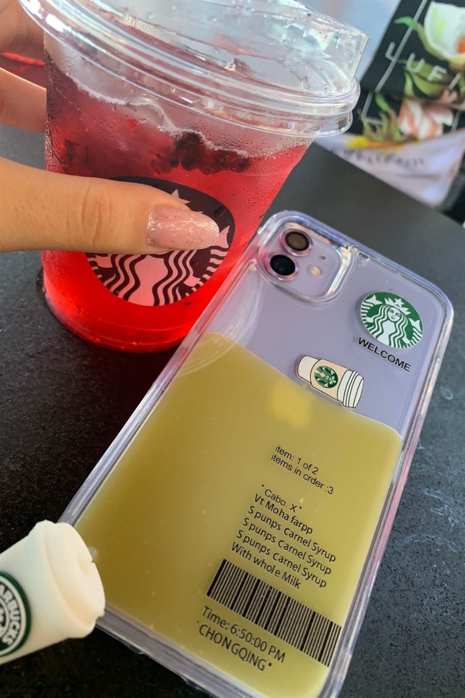 iPhone 11 Starbucks Temalı Sulu Kılıf Açık Kahverengi