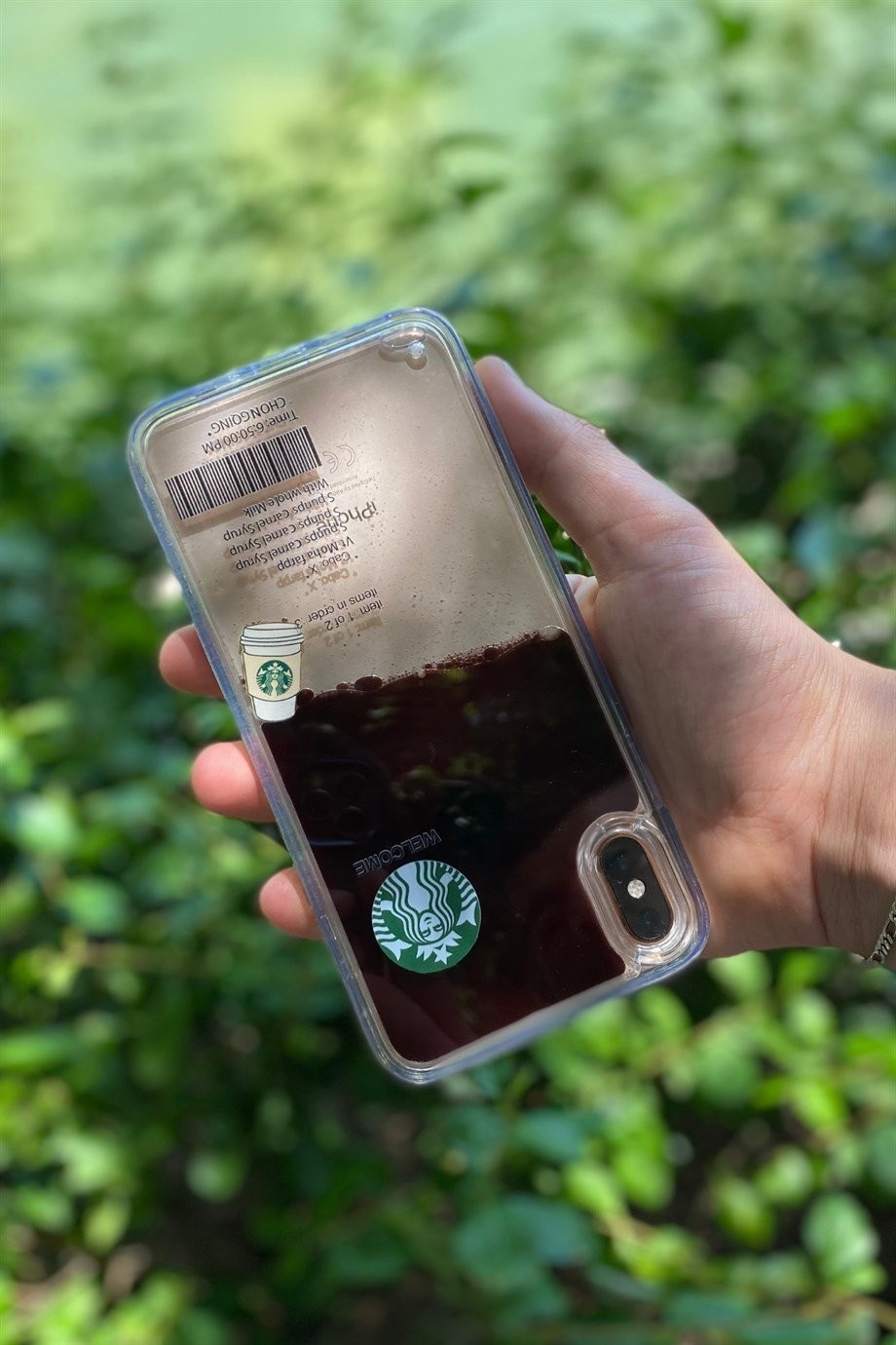 iPhone Xs Max Starbucks Temalı Sulu Kılıf Koyu Kahverengi