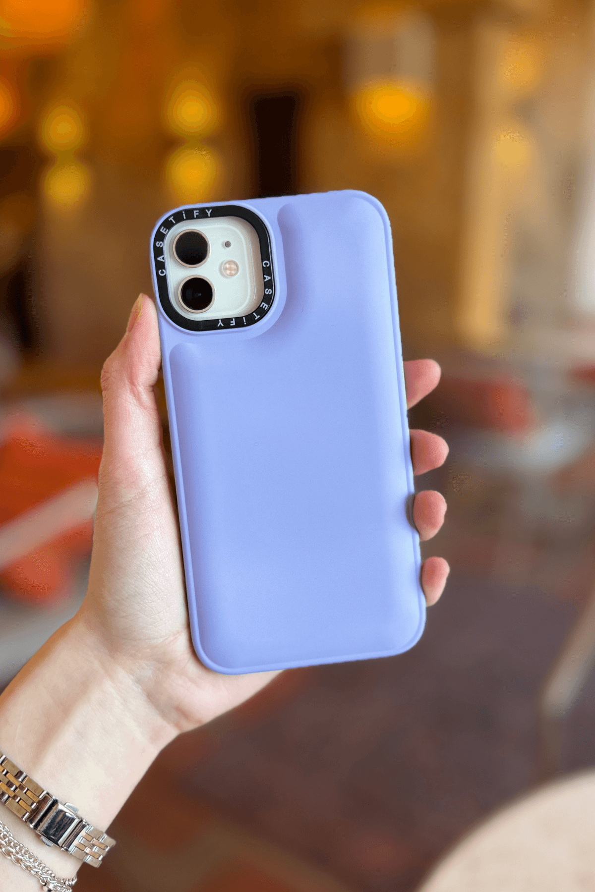 iPhone 11 Uyumlu Puffy Şişme Silikon Kılıf Lila