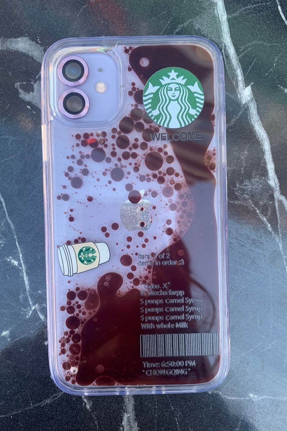 iPhone 11 Starbucks Temalı Sulu Kılıf Koyu Kahverengi