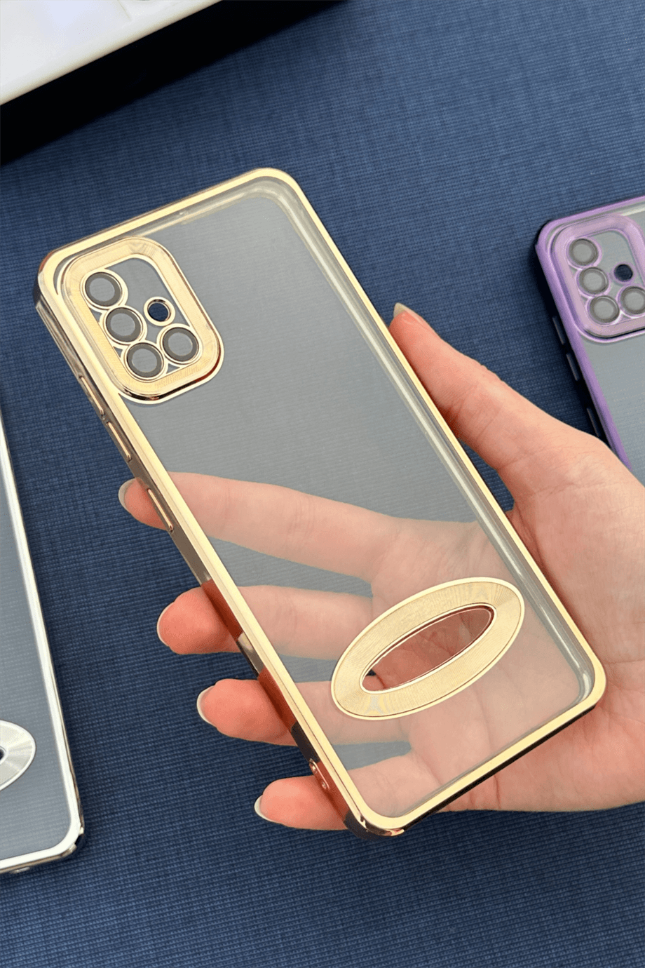 Galaxy A51 Uyumlu Logo Açık Elegance Kılıf Gold