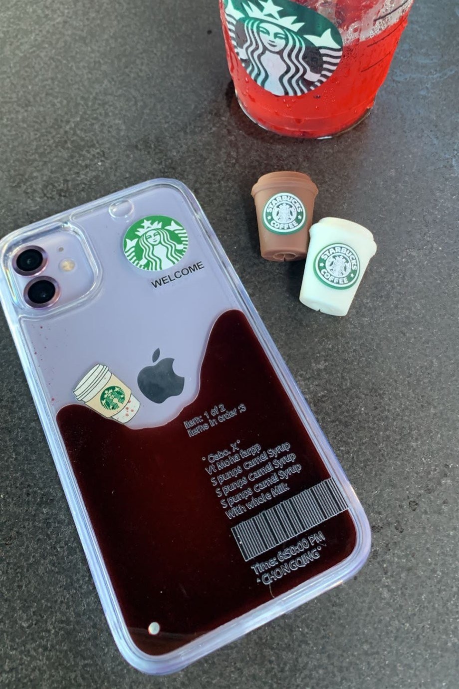 iPhone 12 Starbucks Temalı Sulu Kılıf Koyu Kahverengi