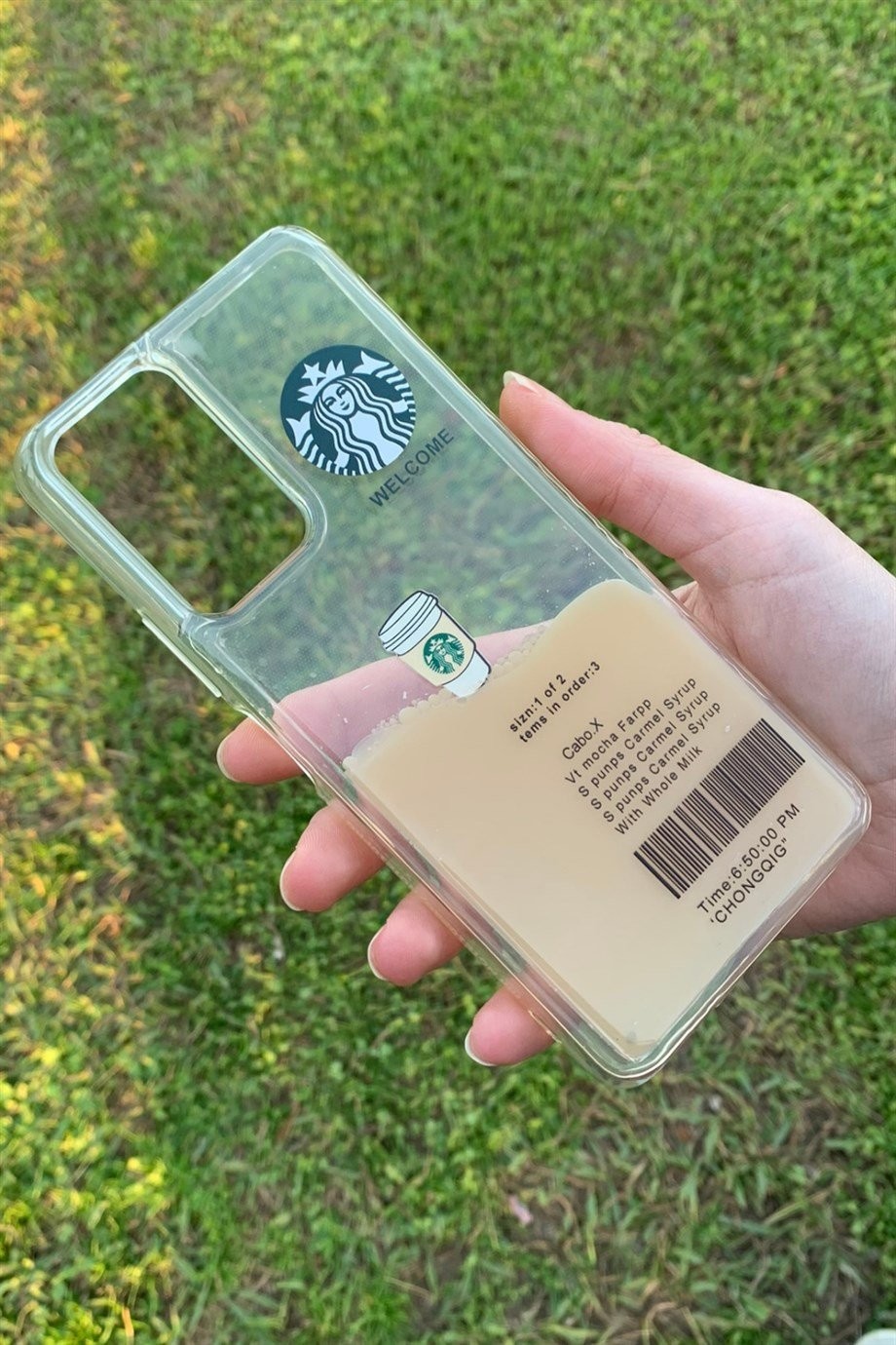 Redmi Note 10 Pro Uyumlu Starbucks Temalı Sulu Kılıf Açık Kahverengi