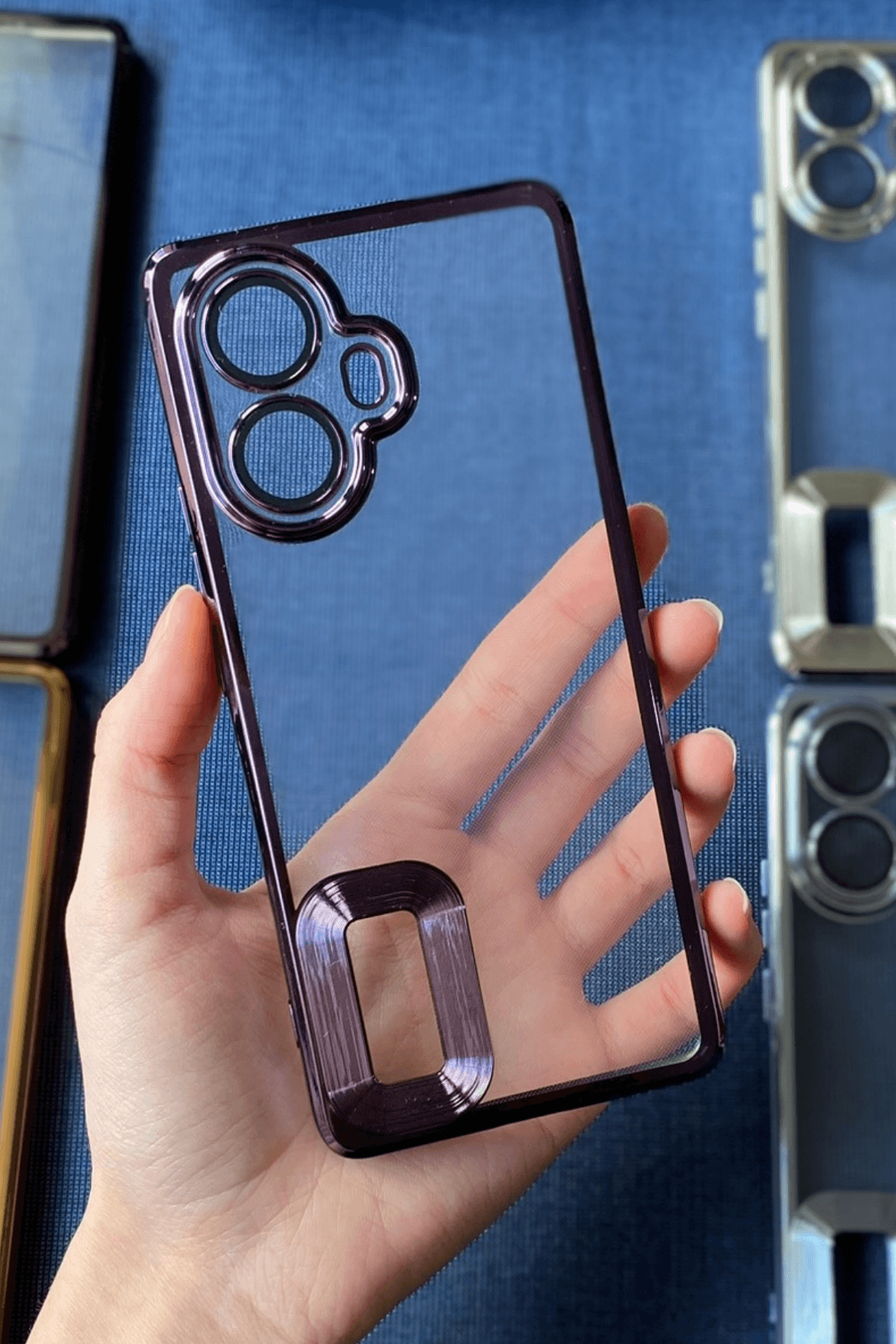 Realme 10 Pro Plus 5G Uyumlu Logo Açık Elegance Kılıf Mor