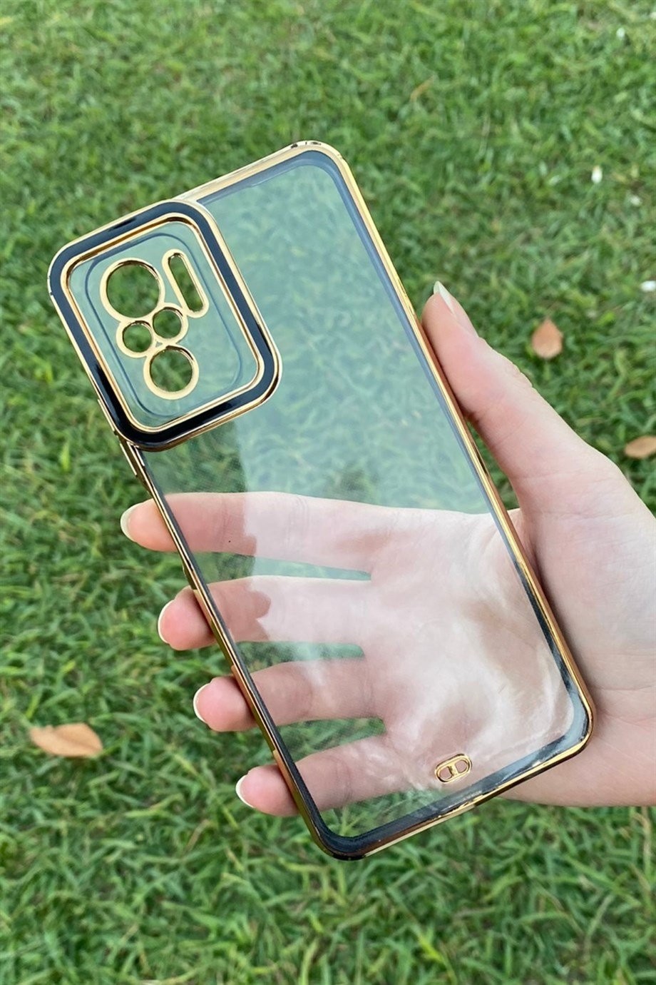 Redmi Note 10 / Note 10s Gold Kenar Elegance Kılıf Siyah