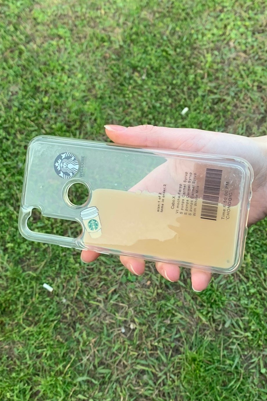 Redmi Note 8 Uyumlu Starbucks Temalı Sulu Kılıf Açık Kahverengi